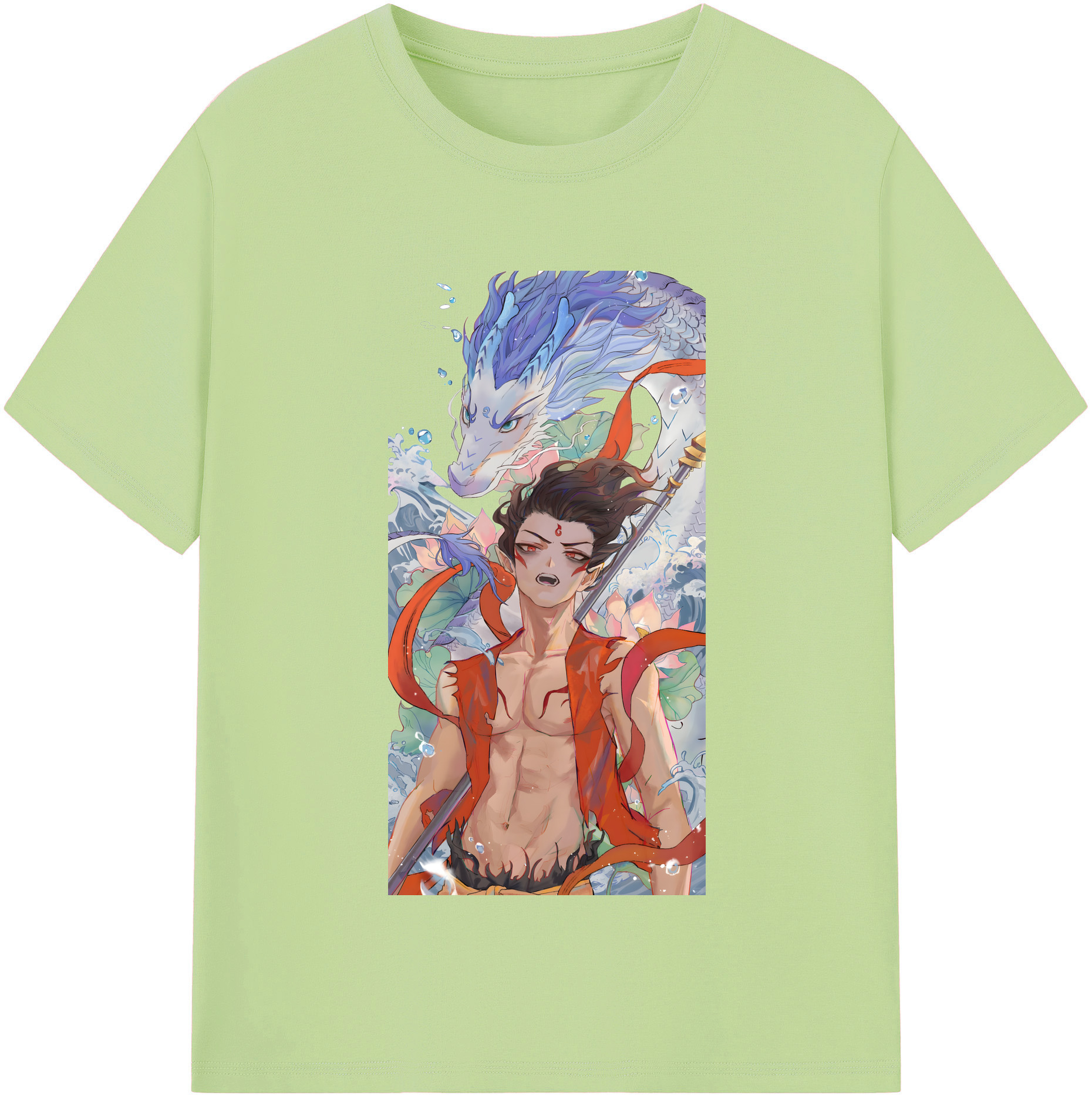 （画像用） Ne Zha 2 ナタ 魔童の大暴れ 綿100％半袖Tシャツ（フロントプリント）